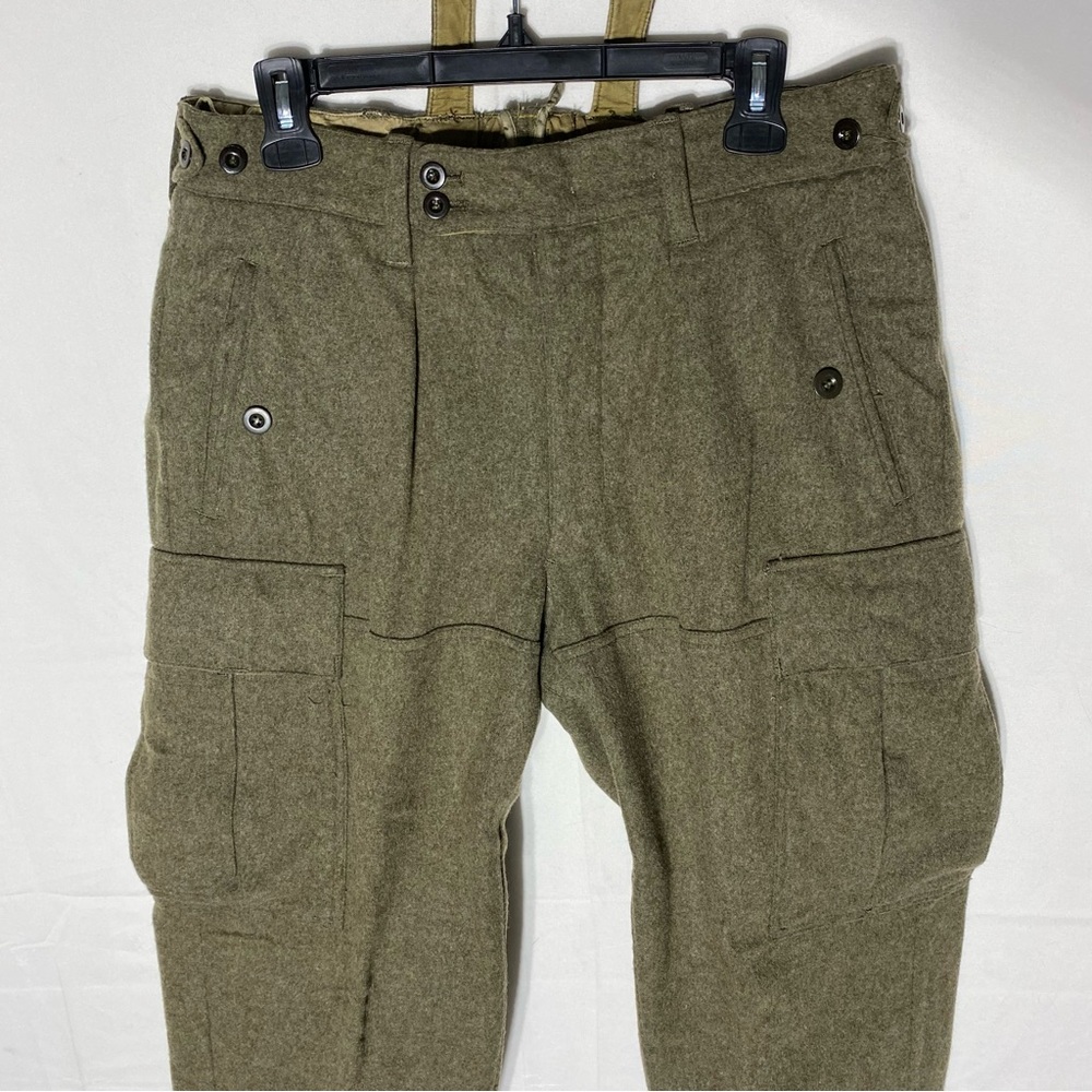 Vintage German Military Army Green Cargo Style Thick Wool Pants 32X27 Militaria - Picture 8 of 14